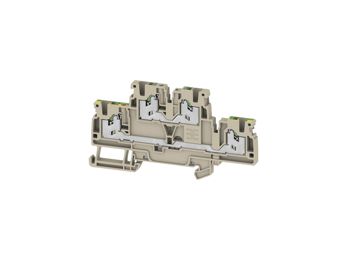 Durchgangs-Reihenklemme S2T 2.5 FT-PE 2.5mm² 24A 800V SNAP IN 2×2 TH35 beige