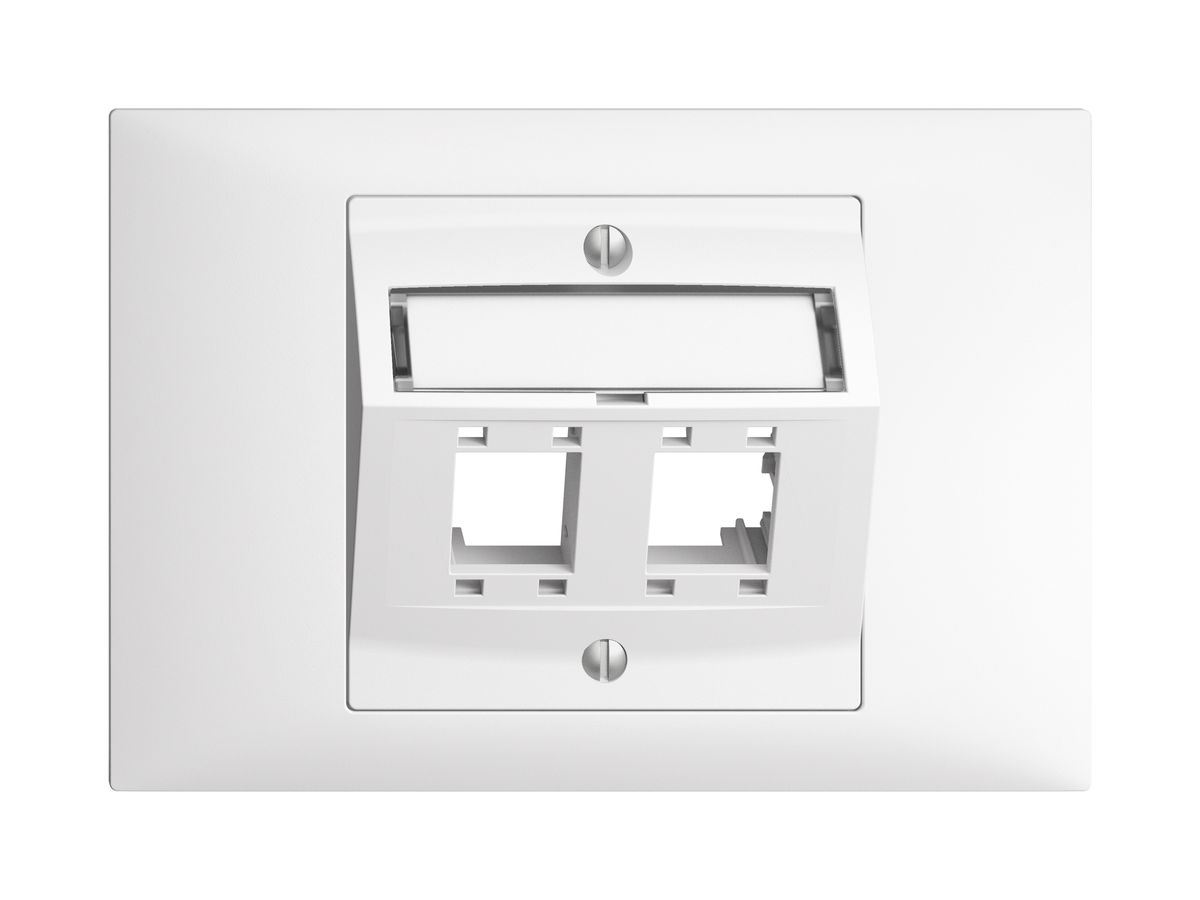 EB-Montageset EDIZIOdue BKE, mit Schrägauslasshaube, für 2×RJ45, weiss