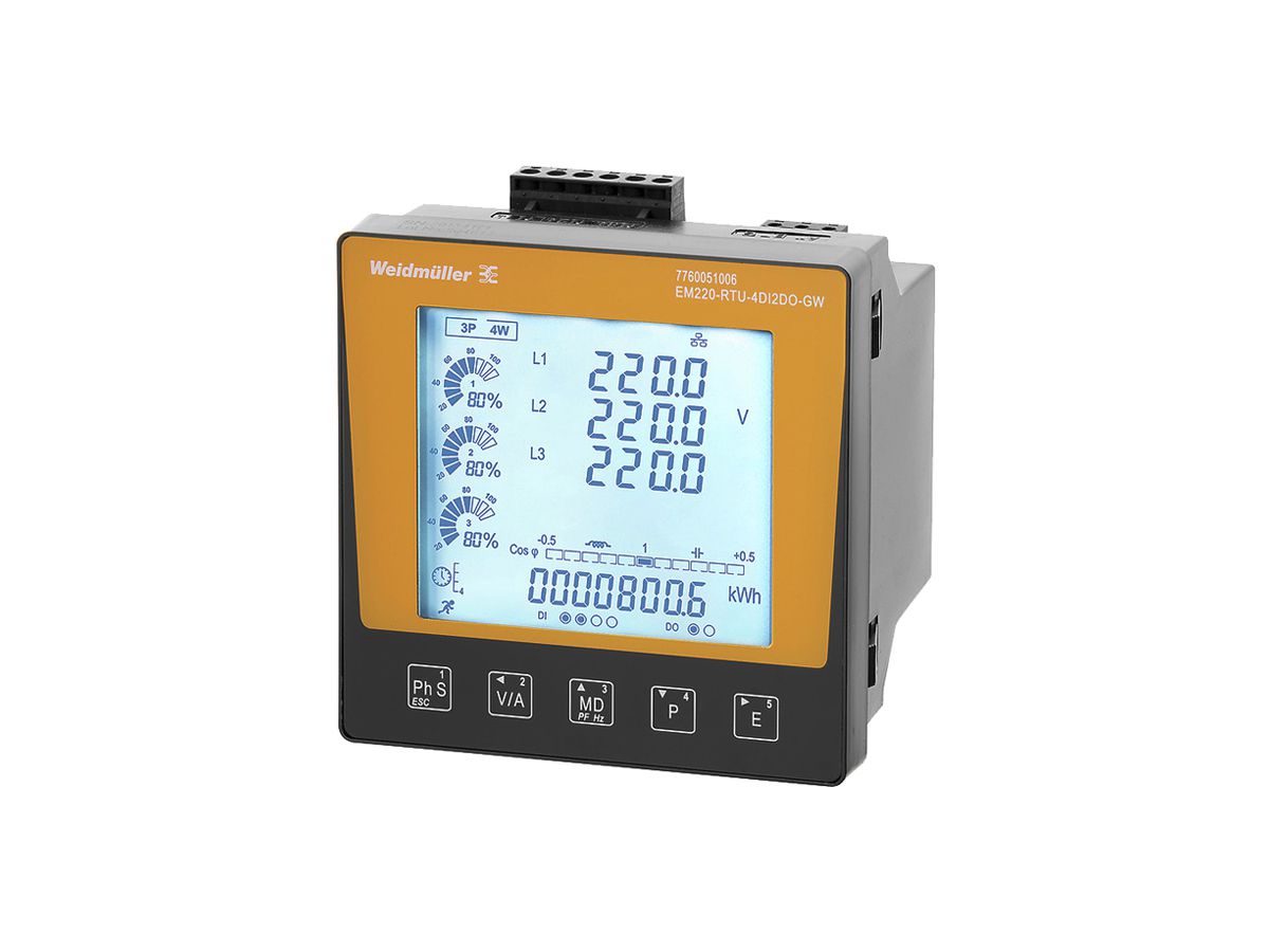 Energiezähler Weidmüller EM220-RTU-4DI2DO-GW 75…270VAC 100…380VDC