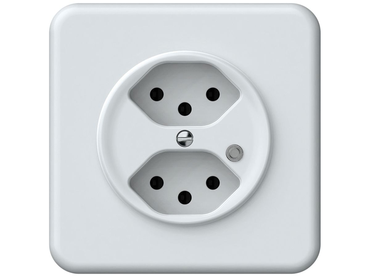 UP-Steckdose origin 2×Typ 13 bel.grün 10A 230V 92×92mm weiss