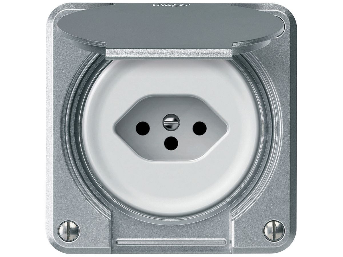 Steckdose robusto 1×T13 10A 250V 86×86mm IP21 Aluminium