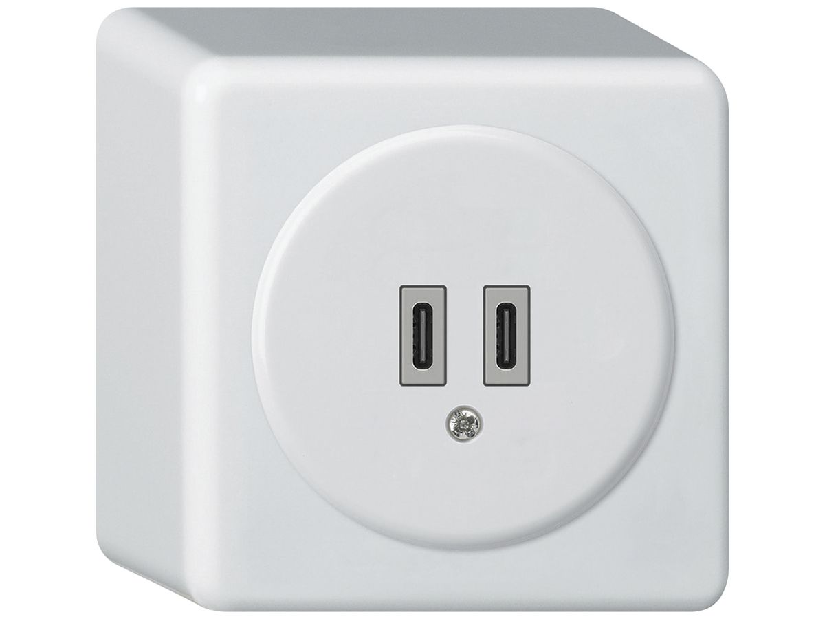 AP-USB-Ladesteckdose Hager basico C-C 20W 5V 86×86mm weiss