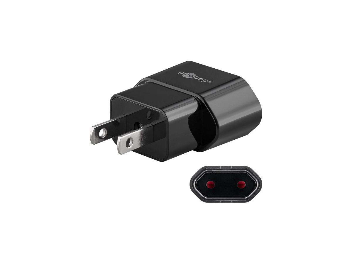 Reiseadapter Wentronic Goobay 10A Eurokupplung Stecker US/CA/CN schwarz
