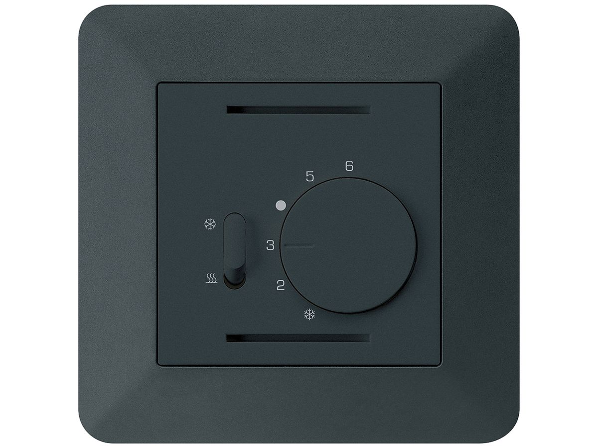 UP-Thermostat Hager kallysto.trend, mit Schalter Heizen/Kühlen, schwarz