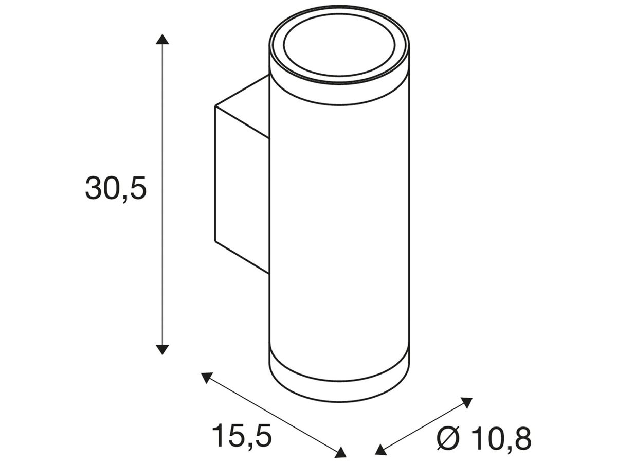 LED-Wandleuchte SLV HELIA PRO L 20W 2400lm 2700K IP65 DALI dir./indir.Ø108 weiss