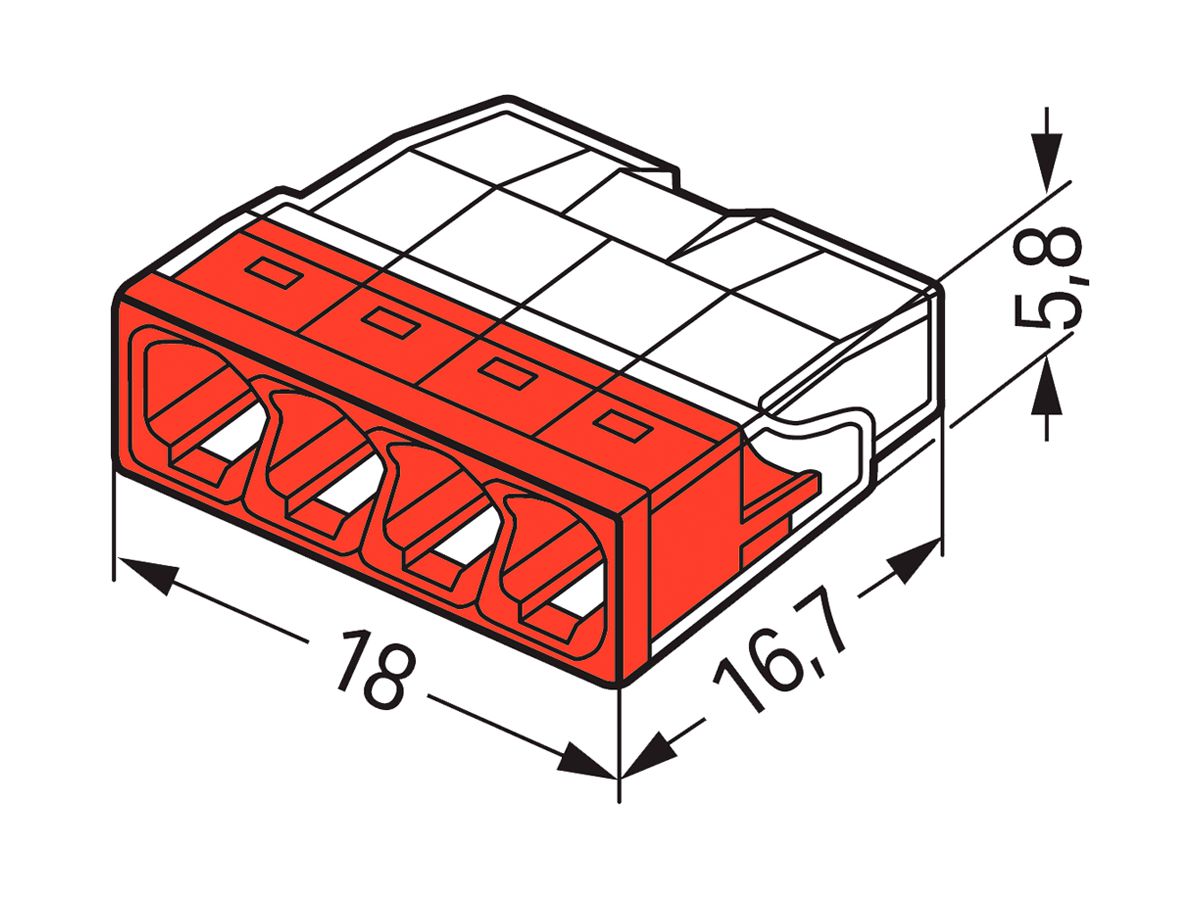 Klemme WAGO 4L 0.5…2.5mm² 24A Dosenklemme COMPACT 450V