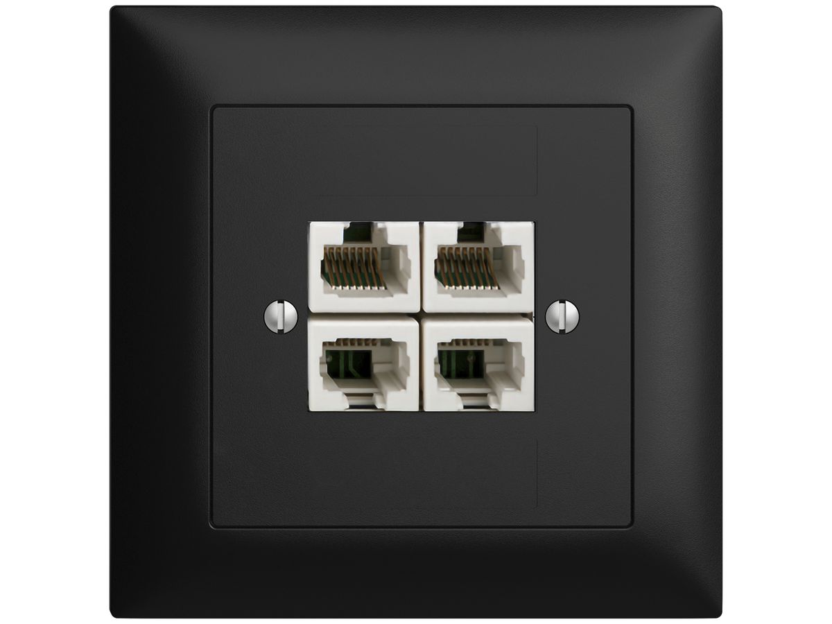 UP-Dose 4×RJ45/u 4P getr. EDIZIOdue schwarz ITplus