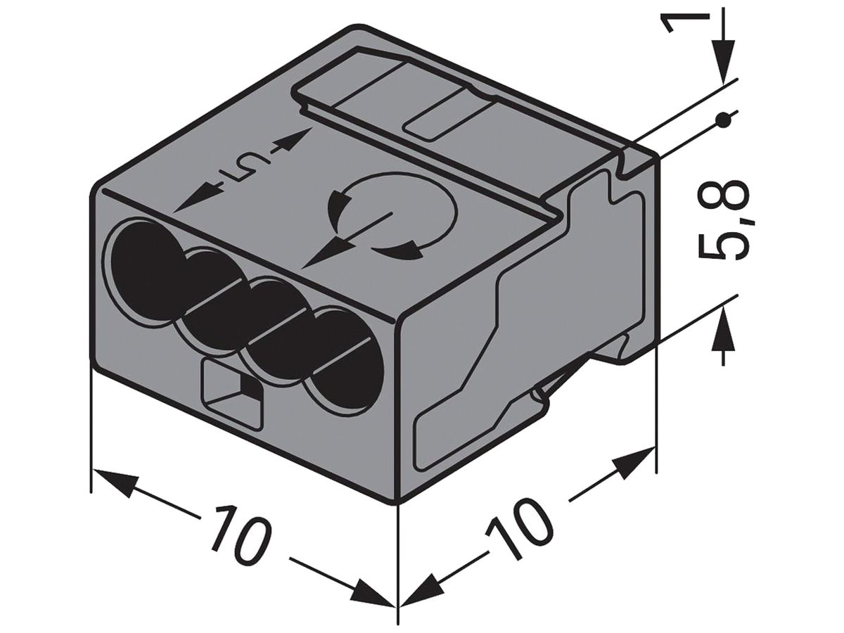 Verbindungsklemme WAGO MICRO für Draht 4×0.6…0.8mm dunkelgrau