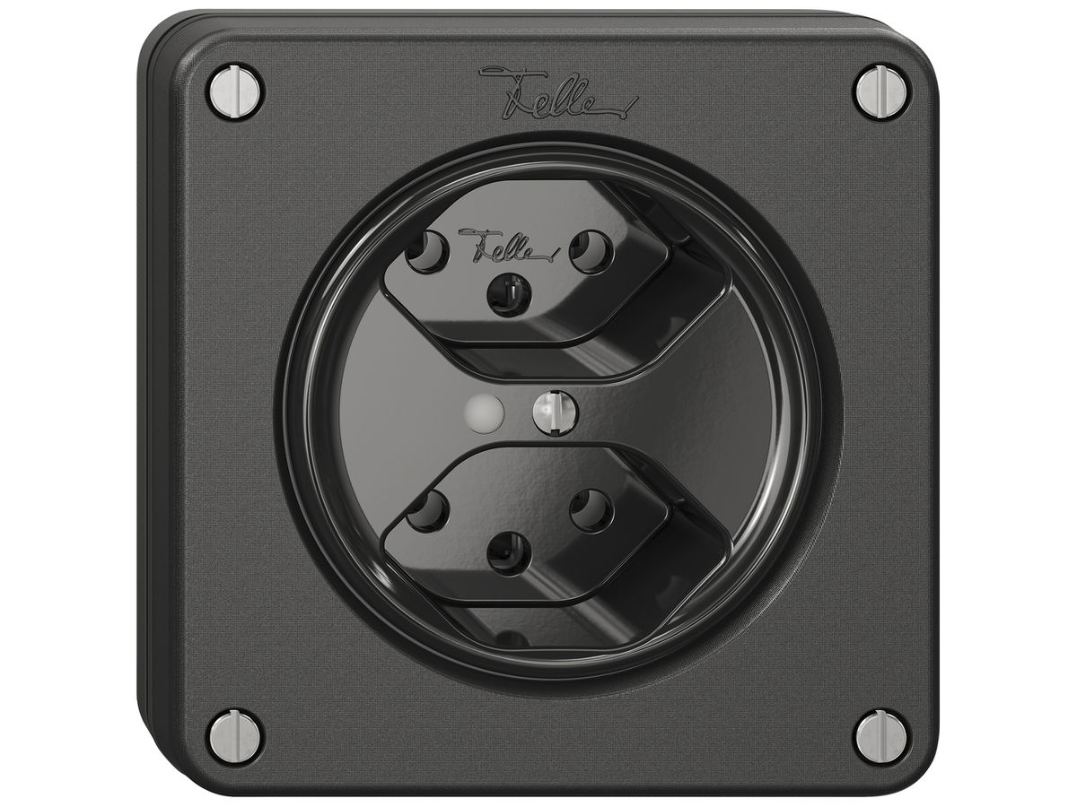 UP-Steckdose NEVO SNAPFIX® 2×T13 10A 250V beleuchtet 87×87×32mm IP21 sz