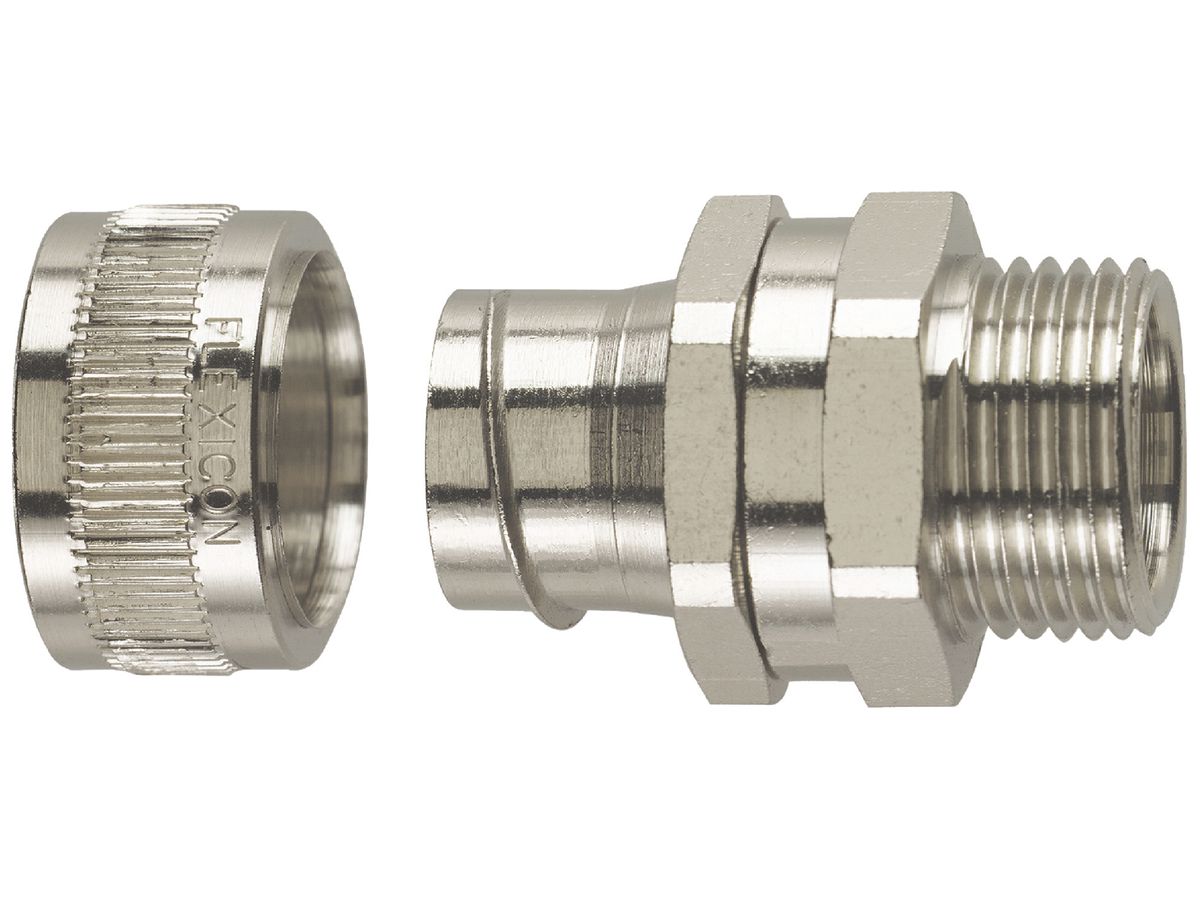 Schlauchverschraubung Plica FU32-M32-S Ø32mm/M32×1.5mm Messing vernickelt IP40