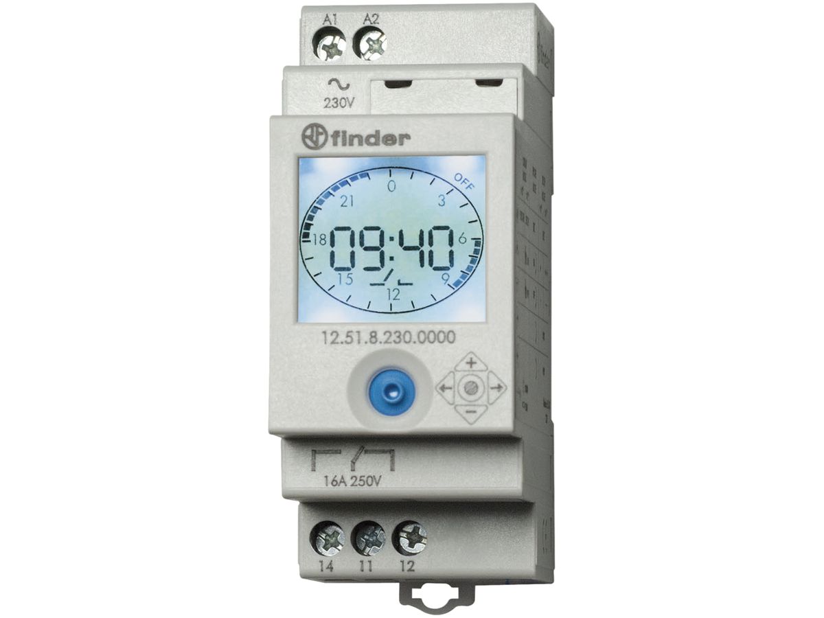 REG-Schaltuhr Finder 12.51, 1W 16A 230VAC NFC 2TE