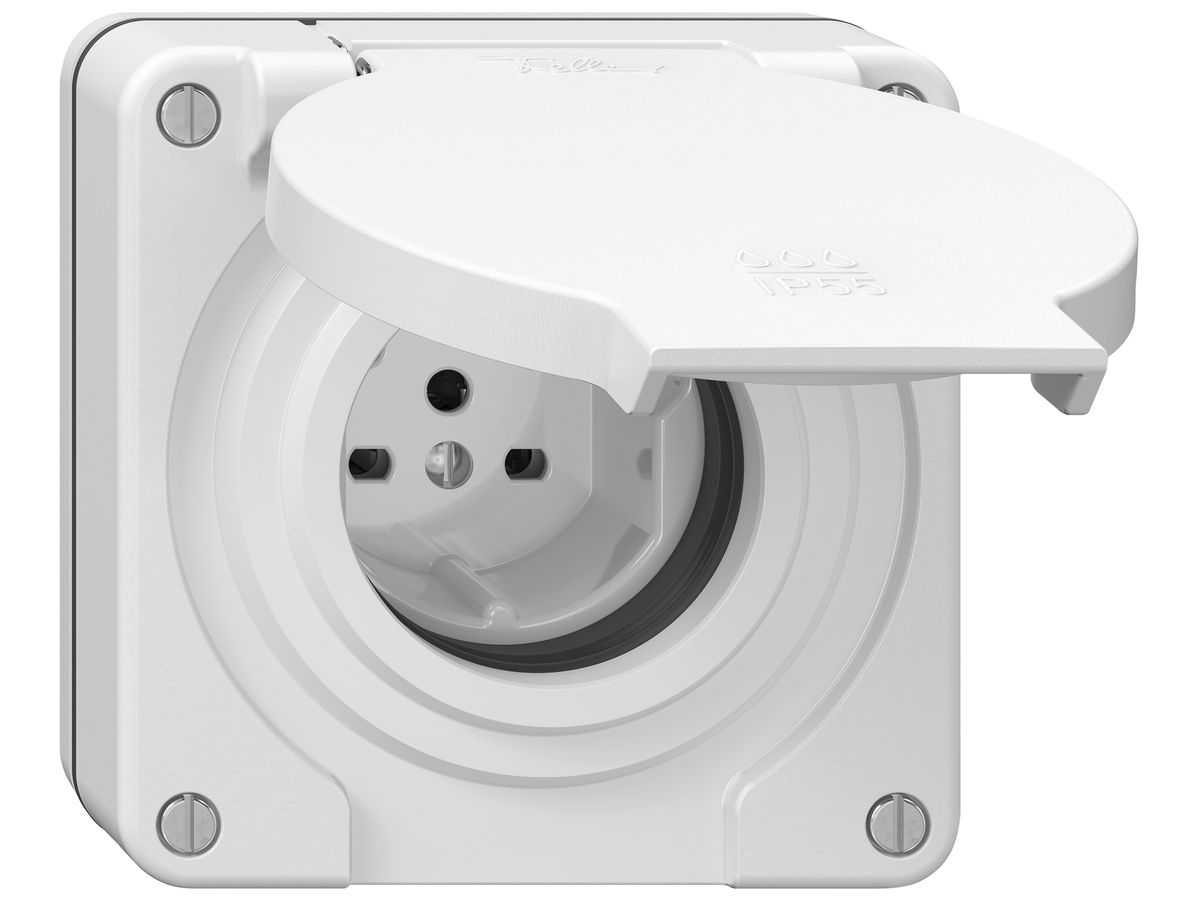 UP-Steckdose NEVO SNAPFIX® 1×T15 10A 440V 87×87×32mm IP55 ws