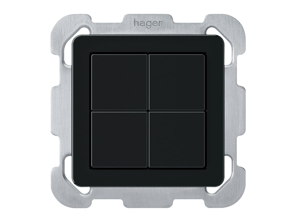 UP-KNX-Taster Hager BA basico B 4-fach 77×77mm schwarz