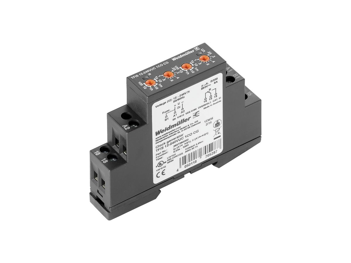 Zeitrelais WM TFIS 12…240VUC 1CO CG, 1W 8A, Schraube