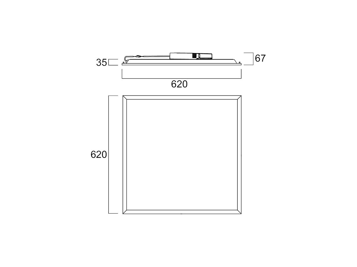 LED-Panelleuchte Sylvania Quantum 26W 2300…4700lm 840 IP54 620×620mm weiss