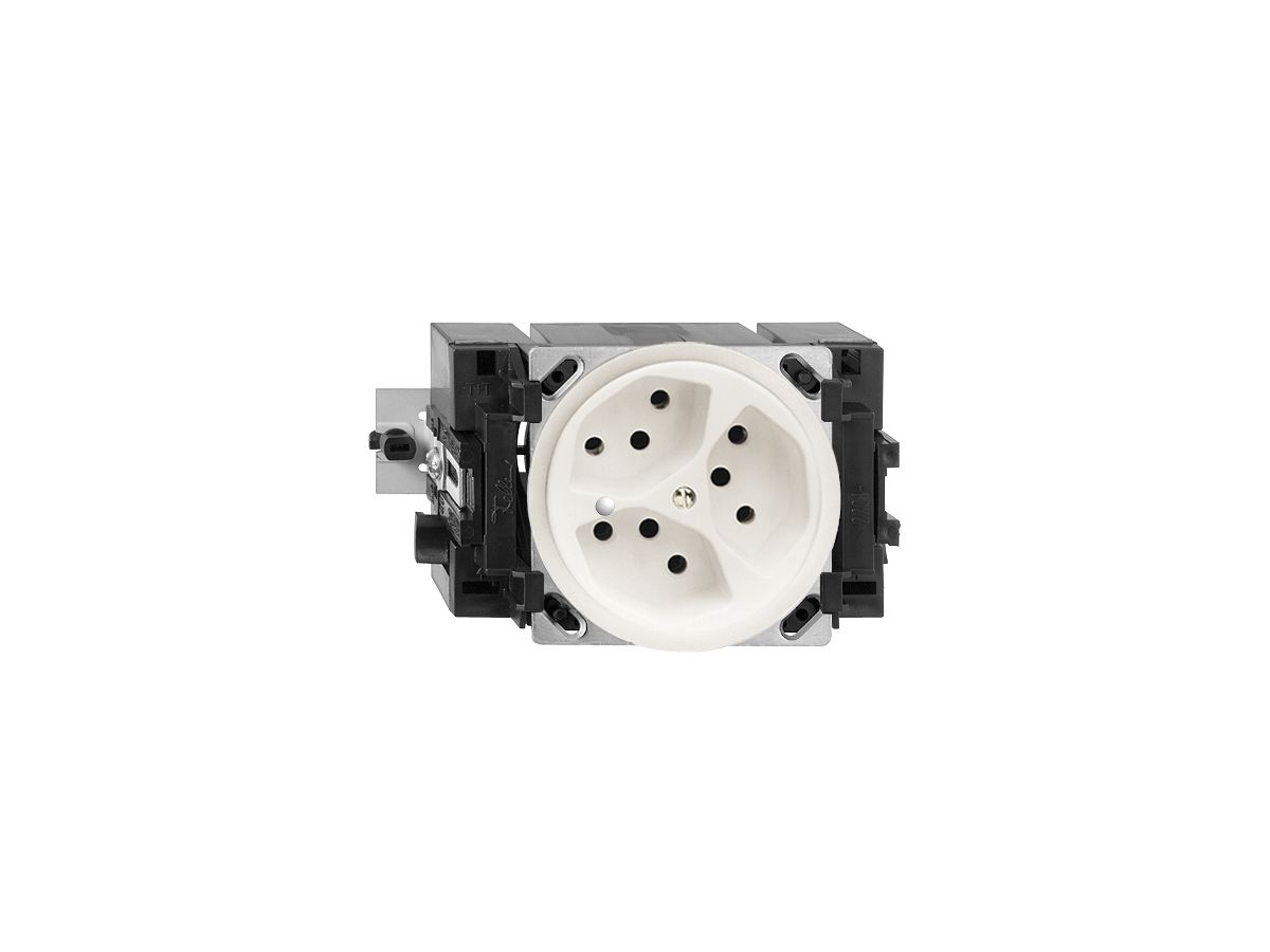 EB-Steckdose FH 3×T13 weiss 53mm weiss mit LED grün