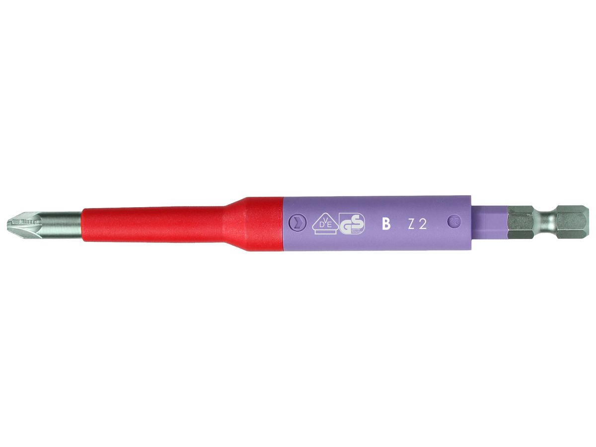 Bit Felo Safety Pozidriv PZ / Schlitz (PlusMinus) 2 125mm 1/4 Zoll 6.3mm 1000V