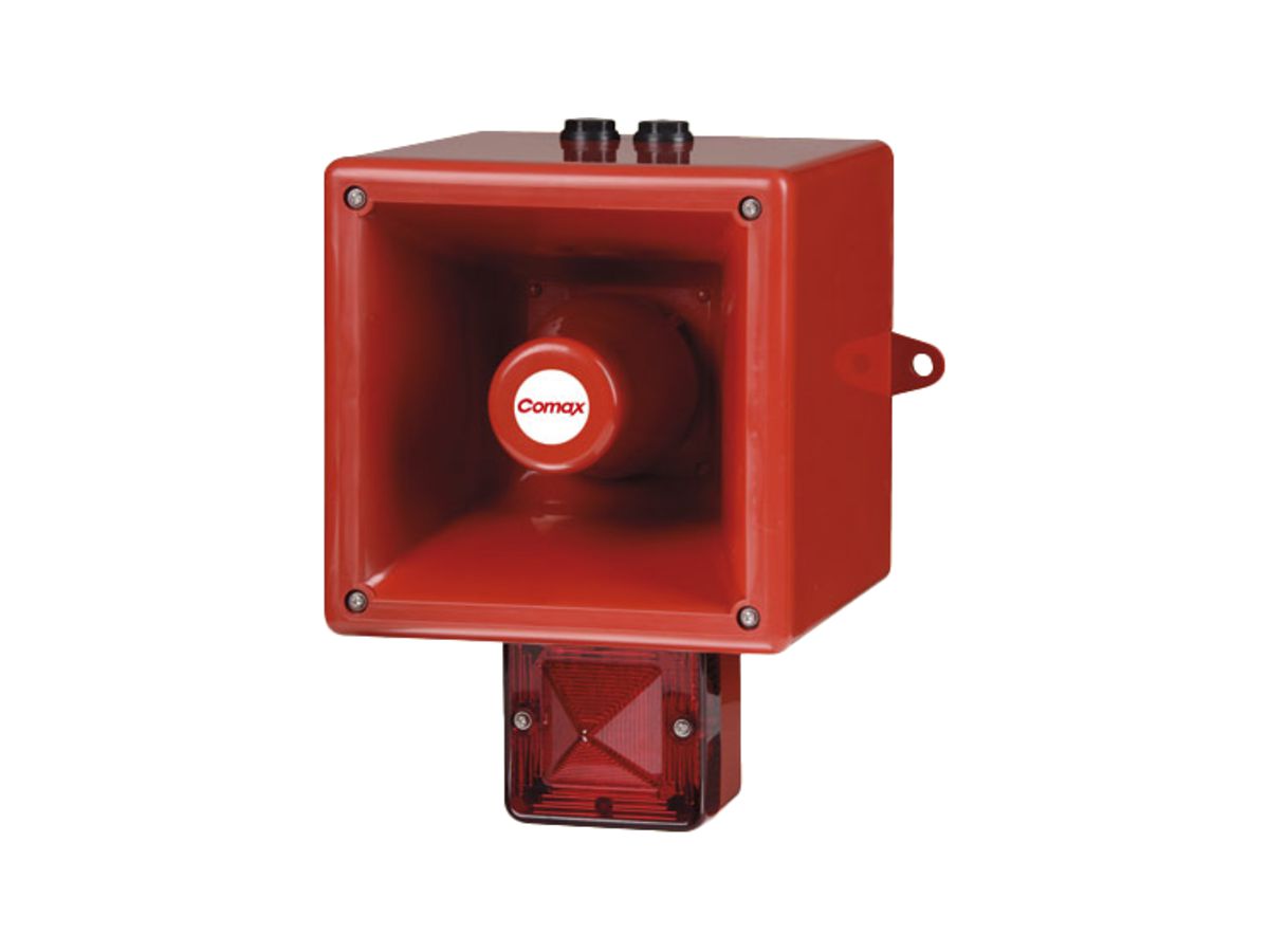 Schallgeber Comax mit Blitzleuchte 5J 45 Alarmtöne 121dB orange IP66