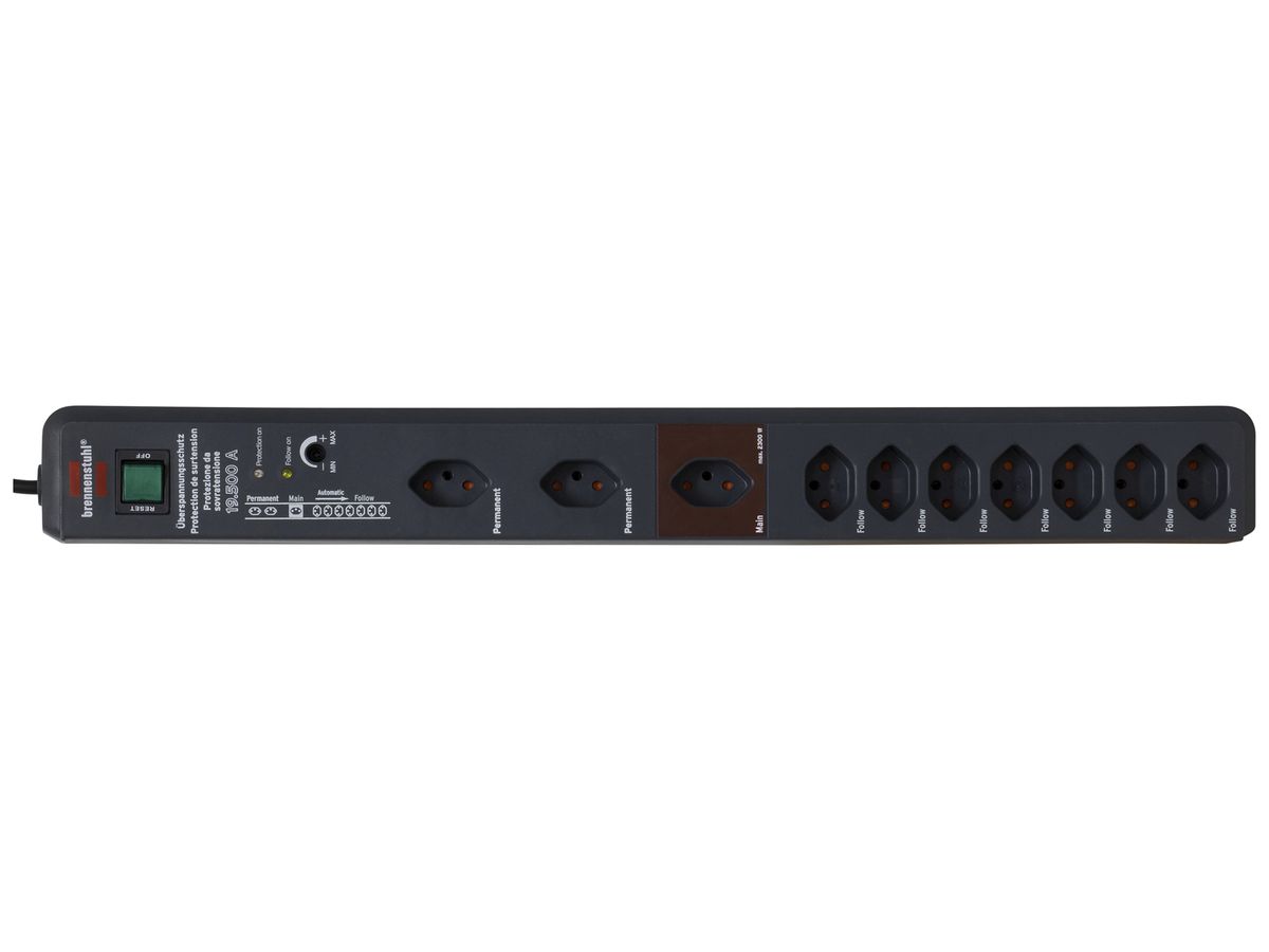 Steckdosenleiste Secure-Tec Schalter max.19500A 7+3 90°×T13 3m an