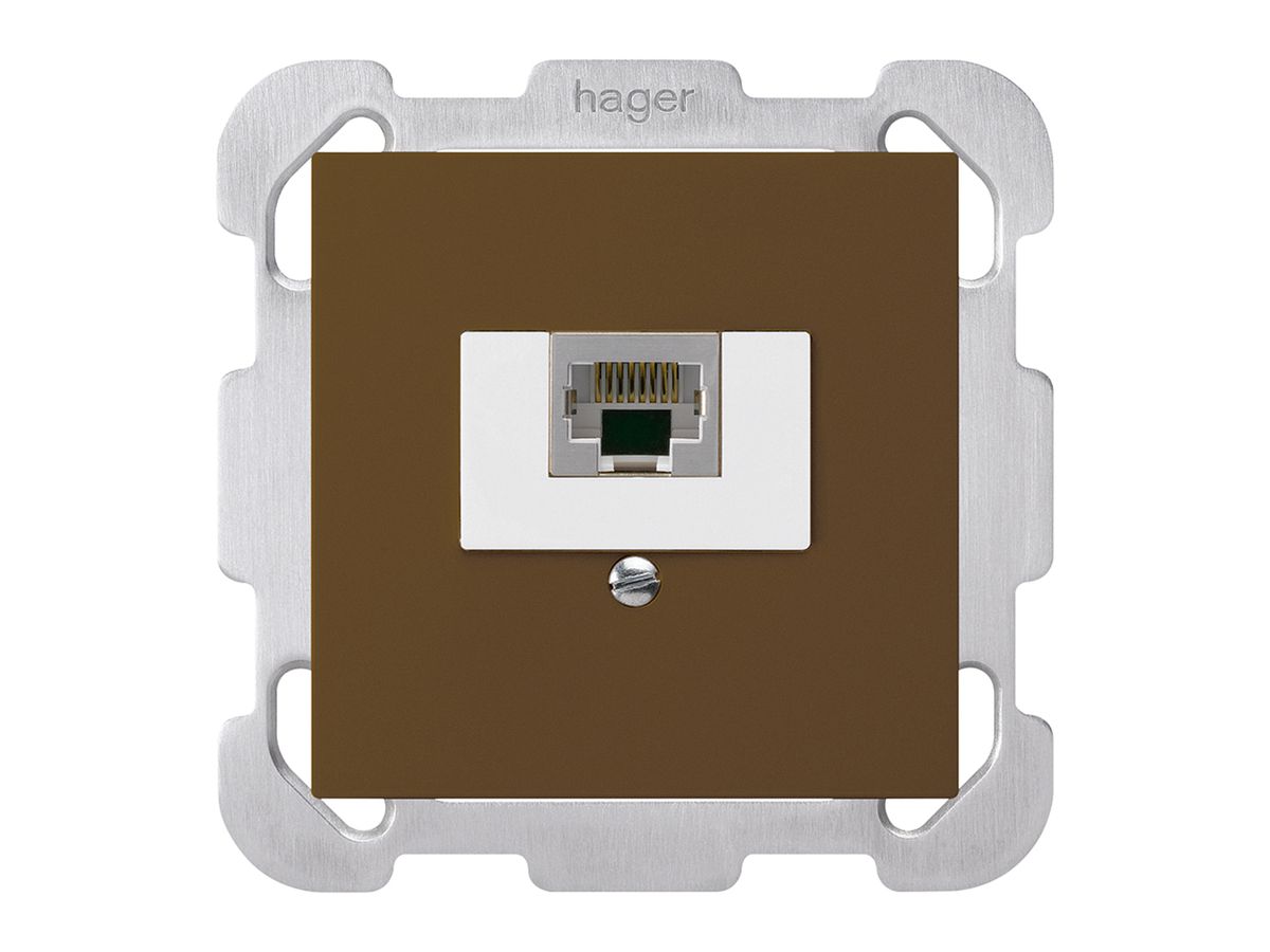 UP-Dose kallysto 1×RJ45s braun mit Befestigungsplatte