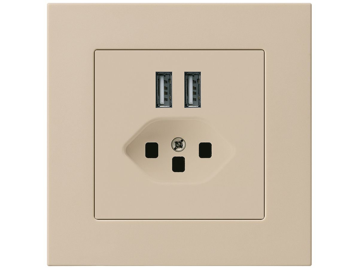 UP-Steckdose 2×USB & T23 kallysto.pro 2400mA beige