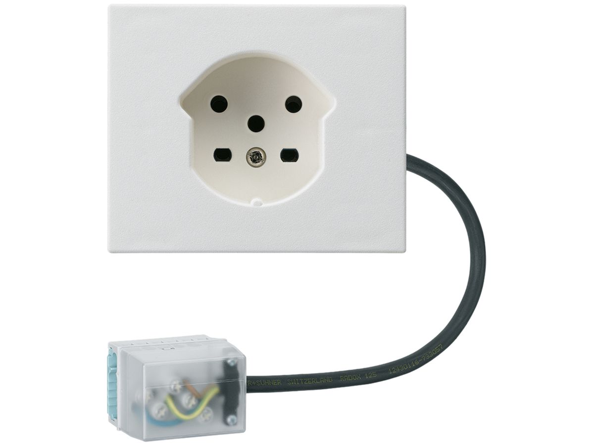 FLF-Steckdose HA Typ 15 mit Steckklemmen mit Flachkabel-Adapter Power weiss