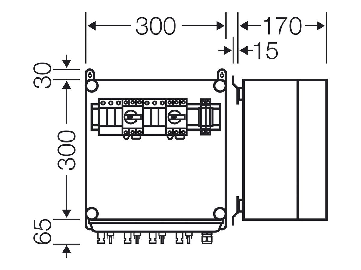 PV Kasten ENYSUN Mi PV 2222 mit MC4-Stecker 2×Überspannungsableiter+Freischalter
