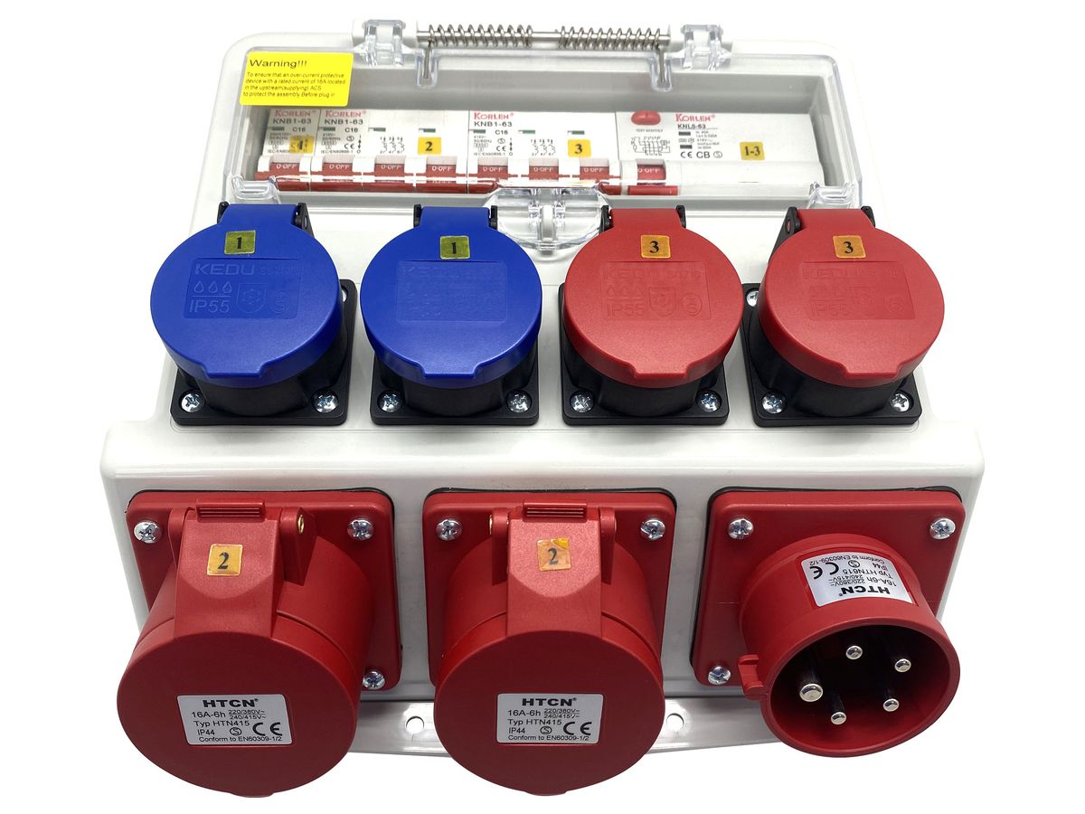 Stromverteiler Schönenberger 2×CEE16/5 2×T23 2×T25 IP44