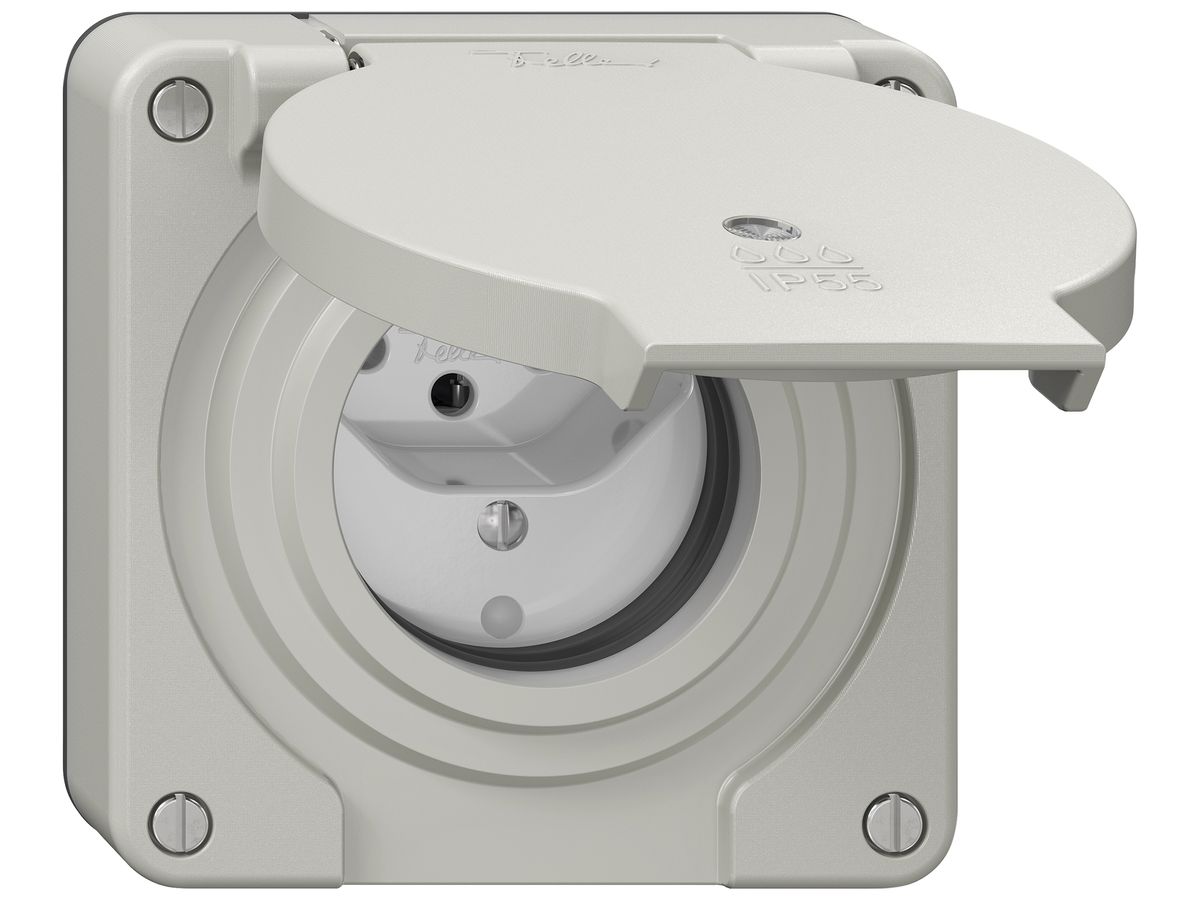 Steckdose NEVO SNAPFIX® 1×T13 10A 250V beleuchtet 87×87×32mm IP55 lgu