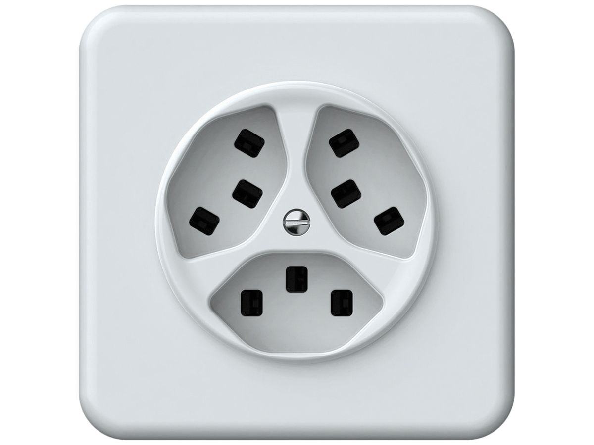 UP-Steckdose origin 3×Typ 23 16A 230V 92×92mm weiss