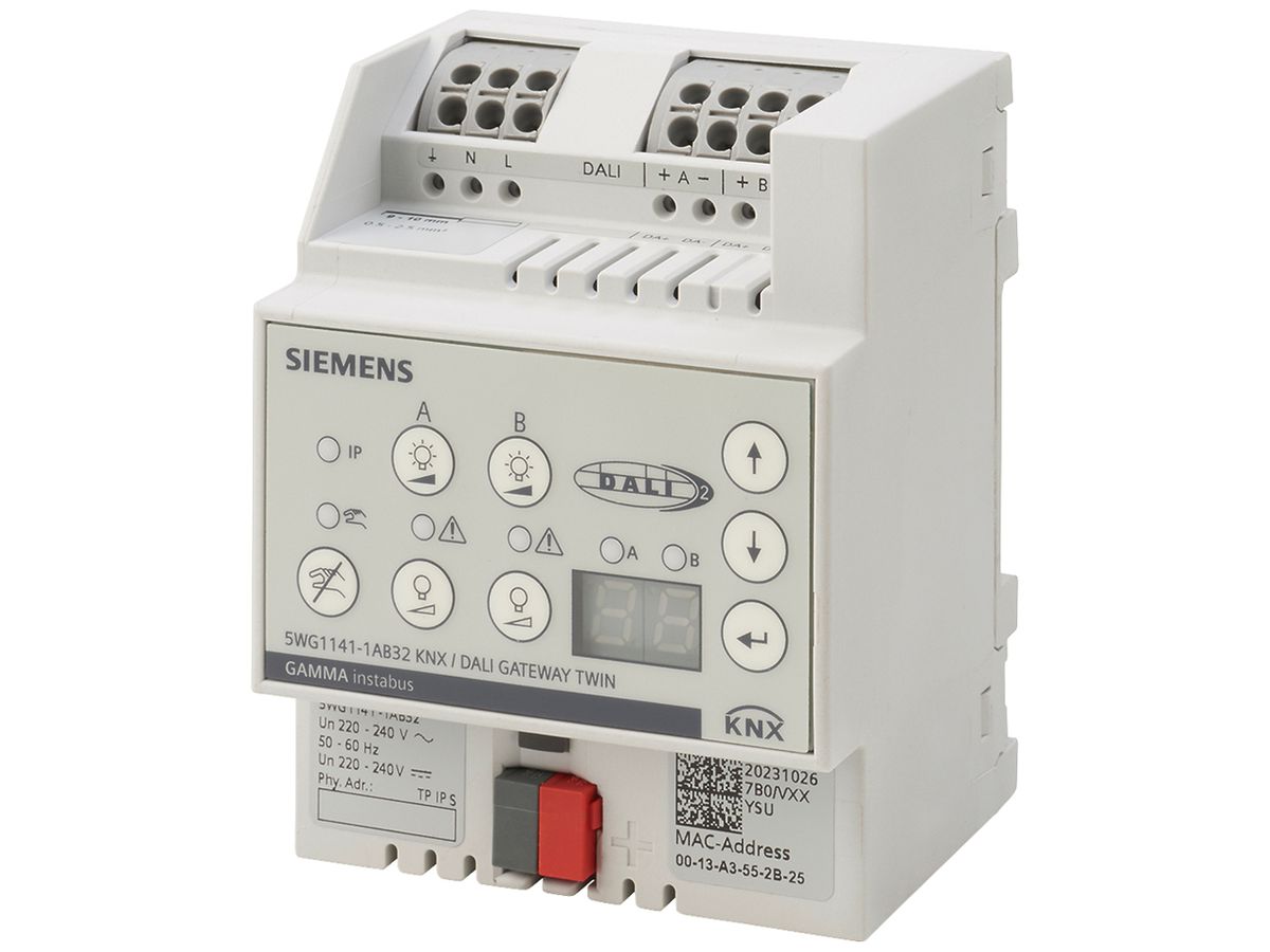 REG-Gateway KNX/DALI Siemens N141/32 Twin 2-Kan 64TE/Kan 220…240V 4TE