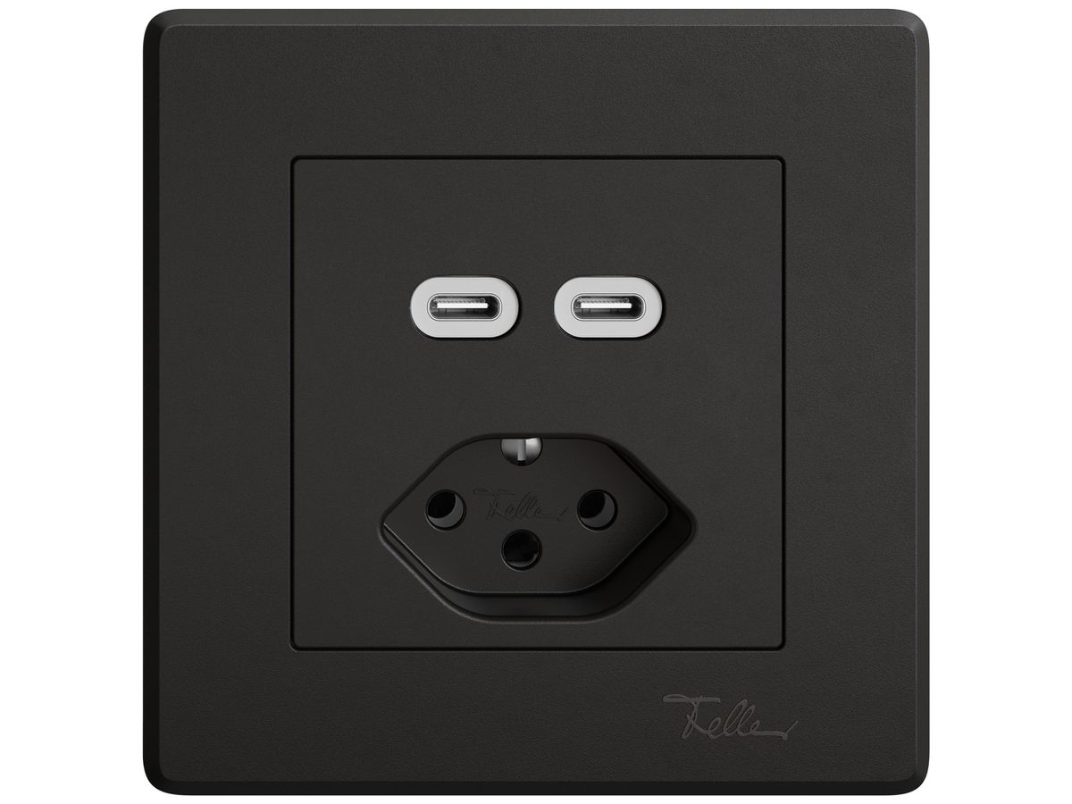 UP-USB-Ladesteckdose EDIZIO.liv SNAPFIX® USB C+C/T13 3A 230VAC sz
