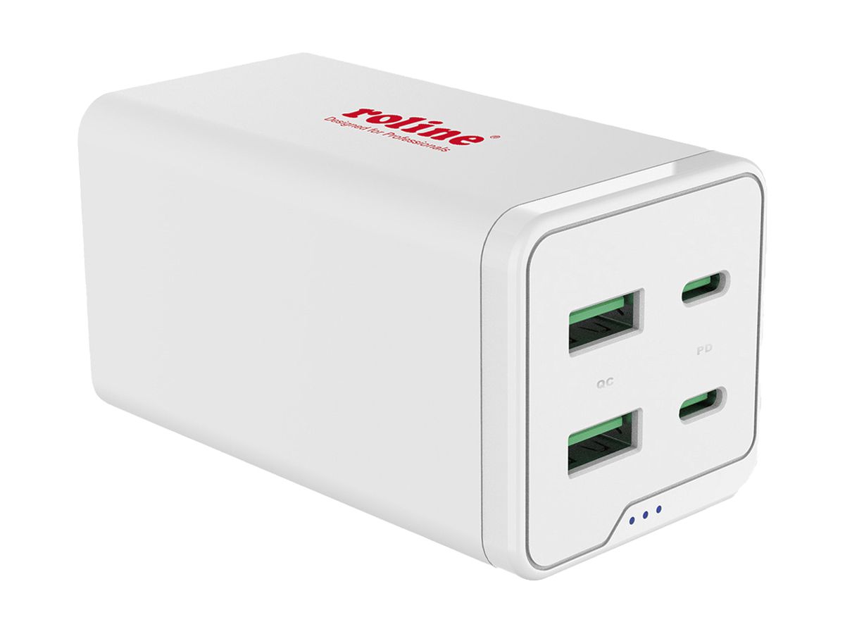 Netzgerät ROLINE 2×USB A 2×USB C 120W 20VDC 5A weiss