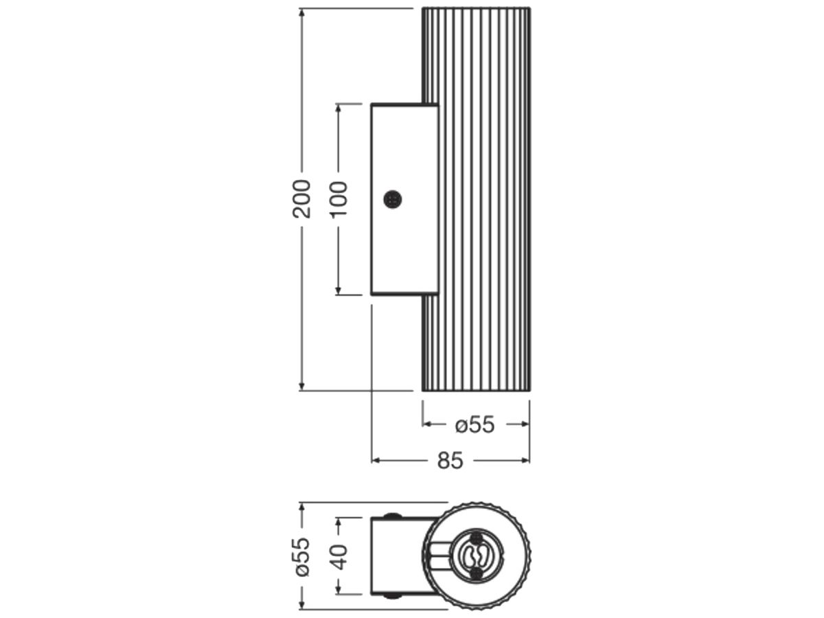 Wandleuchte LEDVANCE Decor Drums GU10 2×5W direkt/indirekt Ø55×200×85mm schwarz