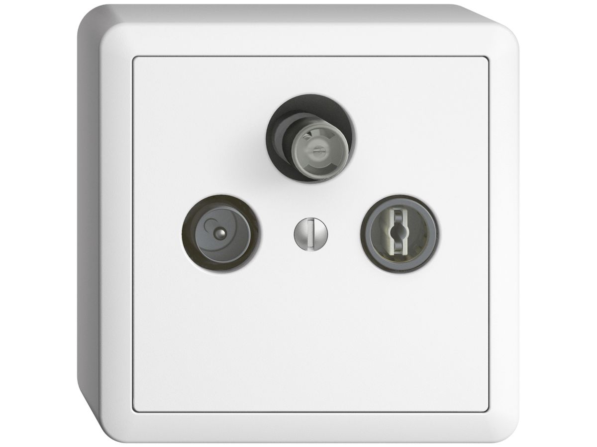 AP-Stichdose SAT/TV DB52 EDIZIOdue weiss mit IEC/F-Anschluss