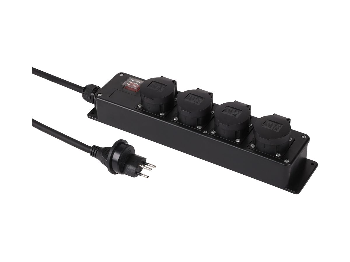 Steckdosenleiste Schönenberger 10A I/O 4×T13 3m schwarz