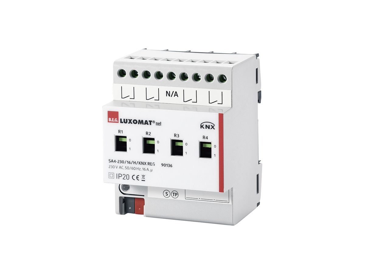 REG-Schaltaktor KNX Luxomat SA4-230/16/H/KNX, 4-fach, 16A/230VAC