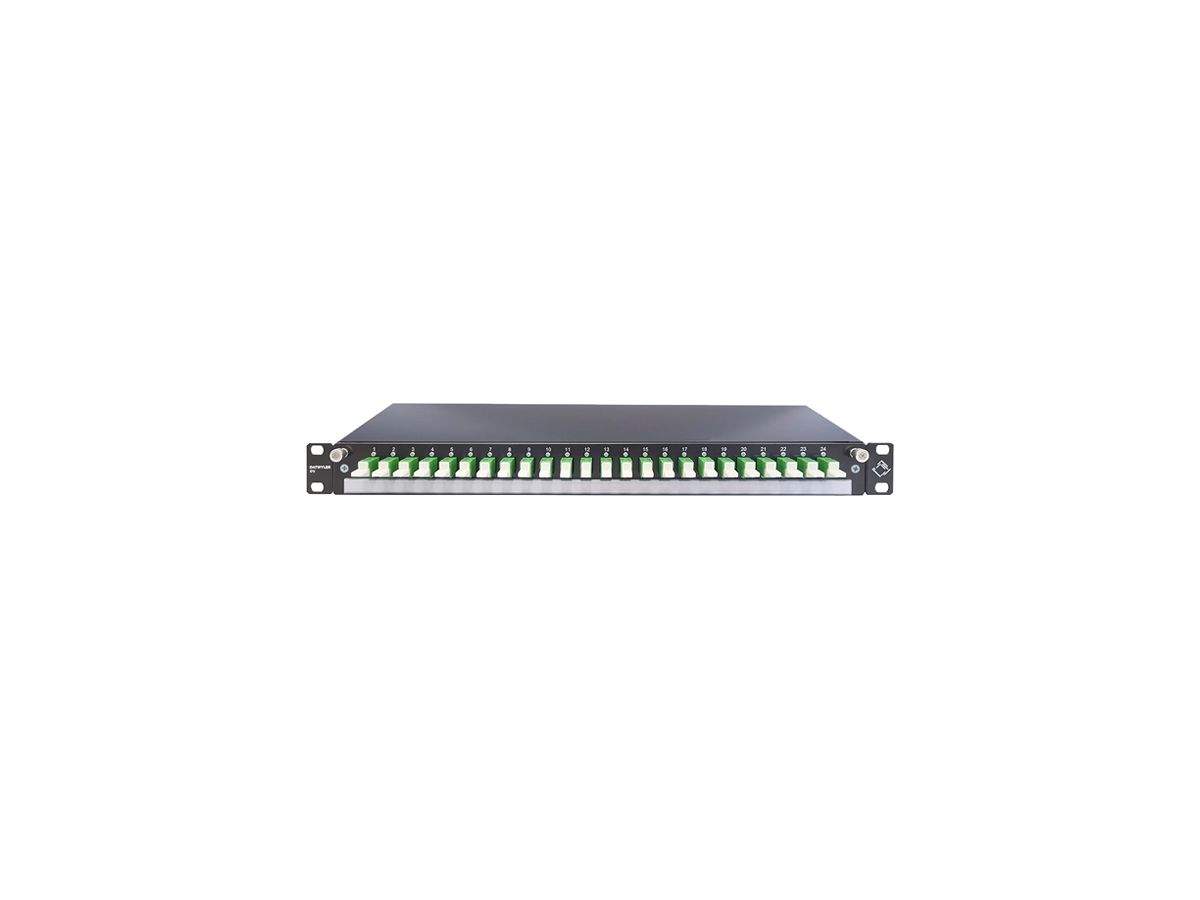 Breakoutbox 19" Dätwyler OV-SV 24×LSH/APC grün OS2 versetzt 1HE schwarz