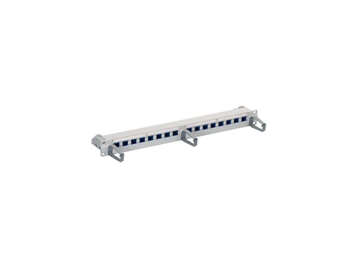 Patchpanel 19" R&M 1HE Rack 16×RJ45/u freenet Kat.6 grau