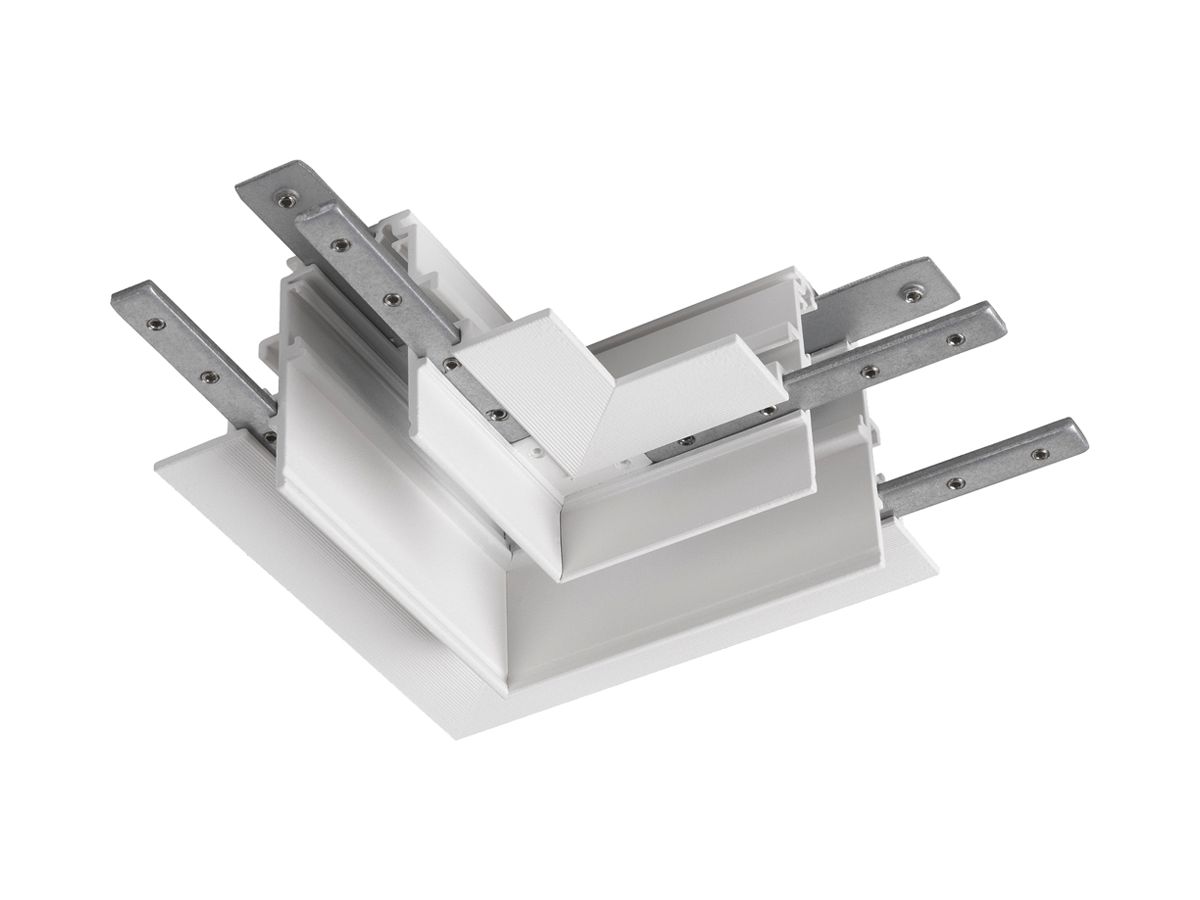 L-Verbinder SLV 48V TRACK Aluminium 95×95×46.9mm tief rechts weiss