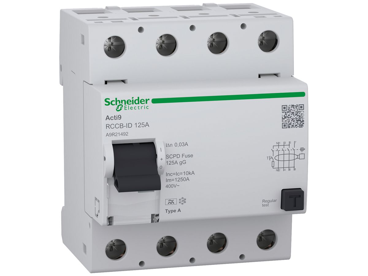 Fehlerstromschutzschalter SE Acti9 RCCB-ID 4P 400V 0.03A A 125A 4TE