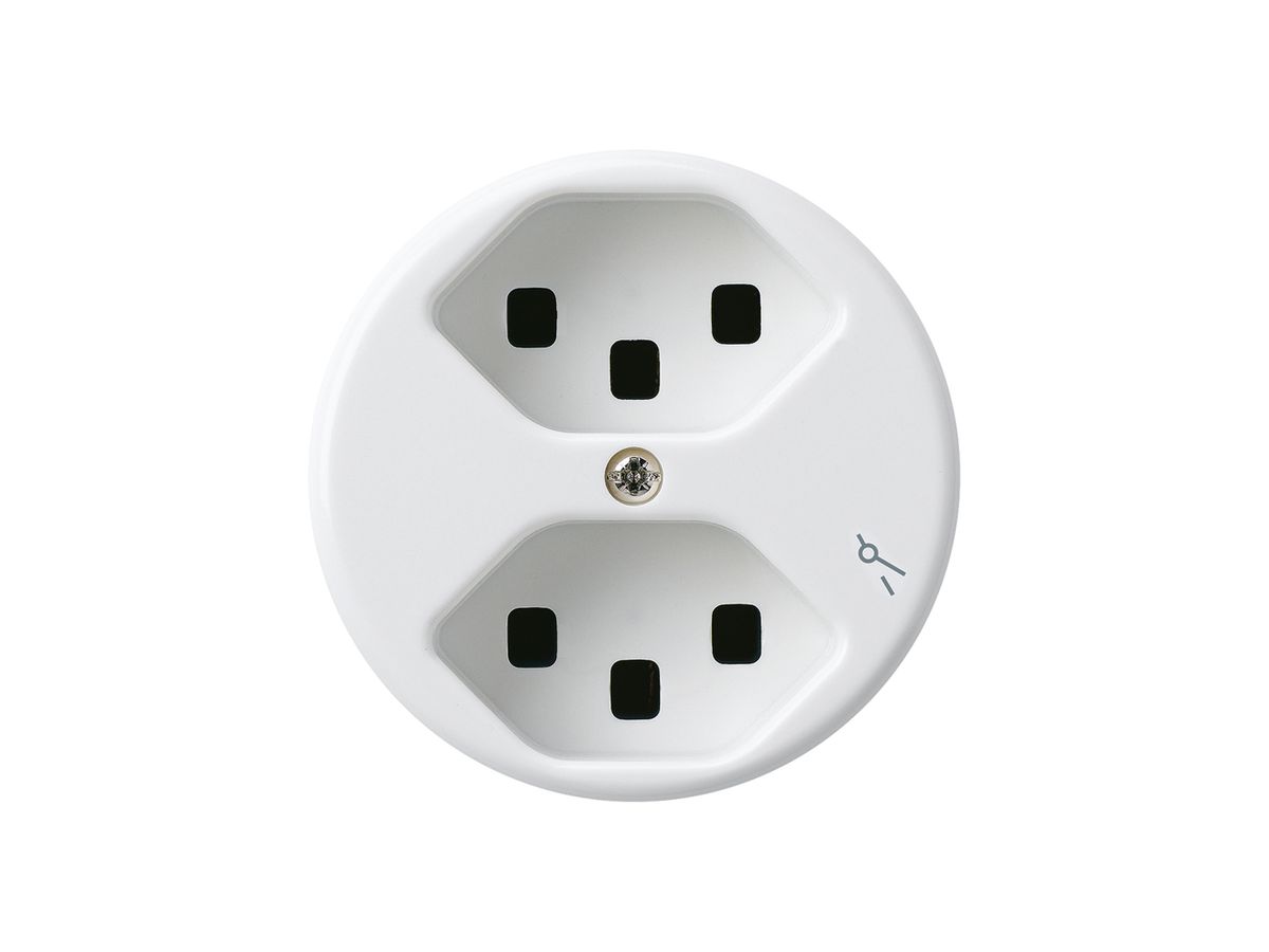 Steckdose Hager basico 2×Typ 23 1×S A weiss