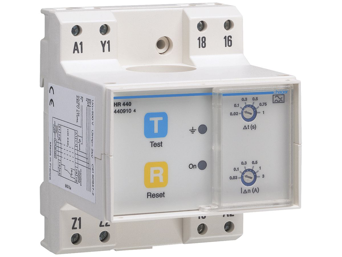 Differenzstromwächter Hager HR440 30…3000mA 0…1s Typ A
