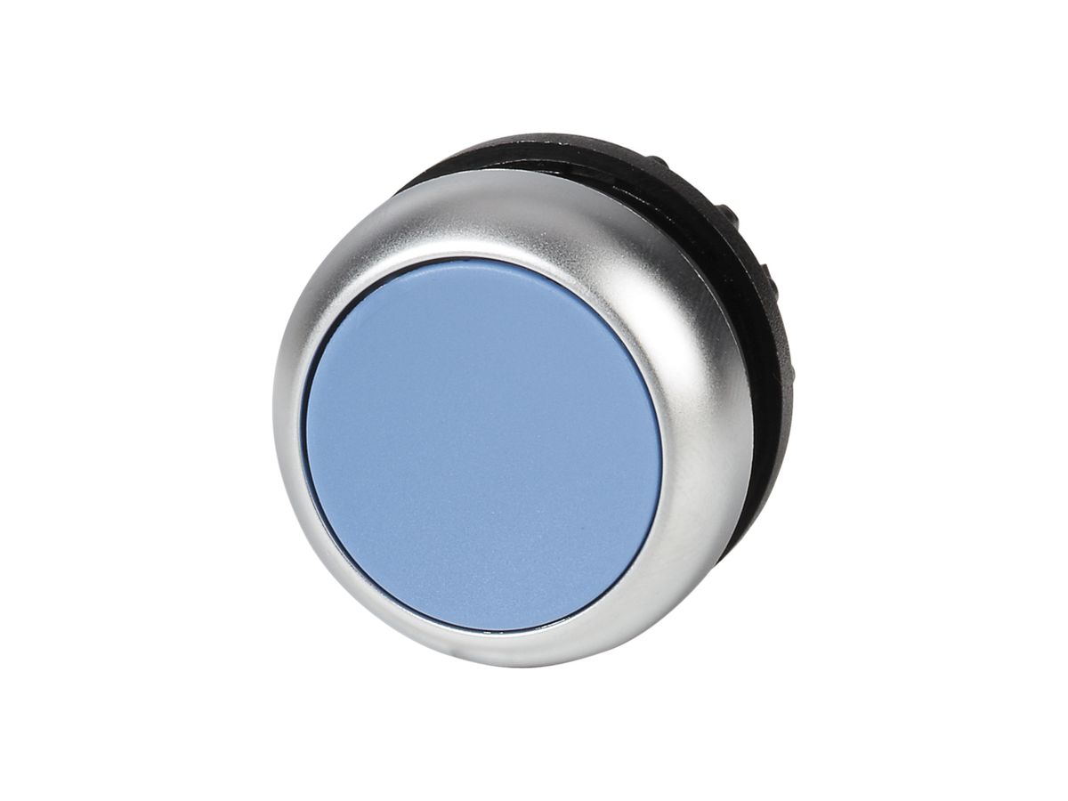 Drucktaste ETN RMQ flach blau, rastend, Ring verchromt