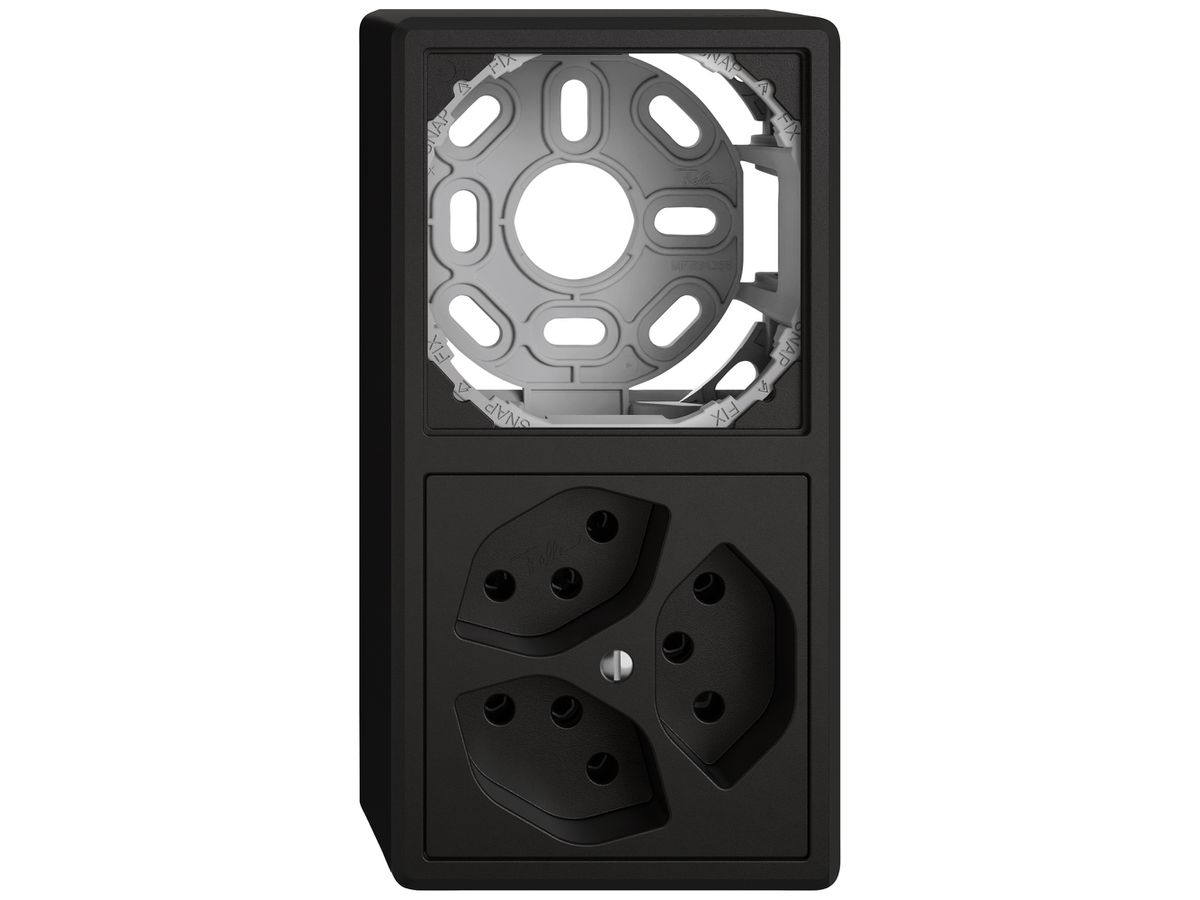 AP-Kombination EDIZIO.liv SNAPFIX® 2×1 140×74mm leer+3×T13 schwarz