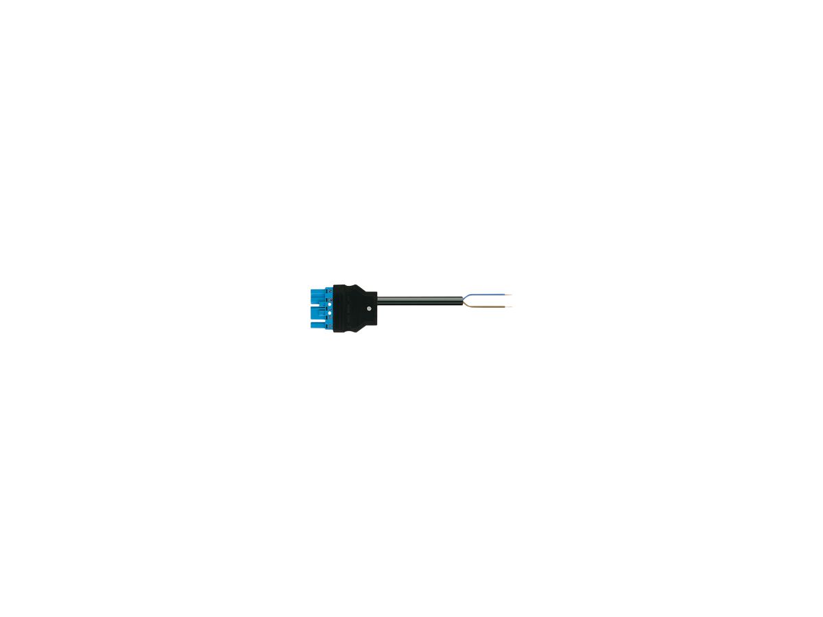 Übergangsleitung WAGO 2×1.5mm² 16A 250V 1m Cod.I Buchse-freies Ende blau