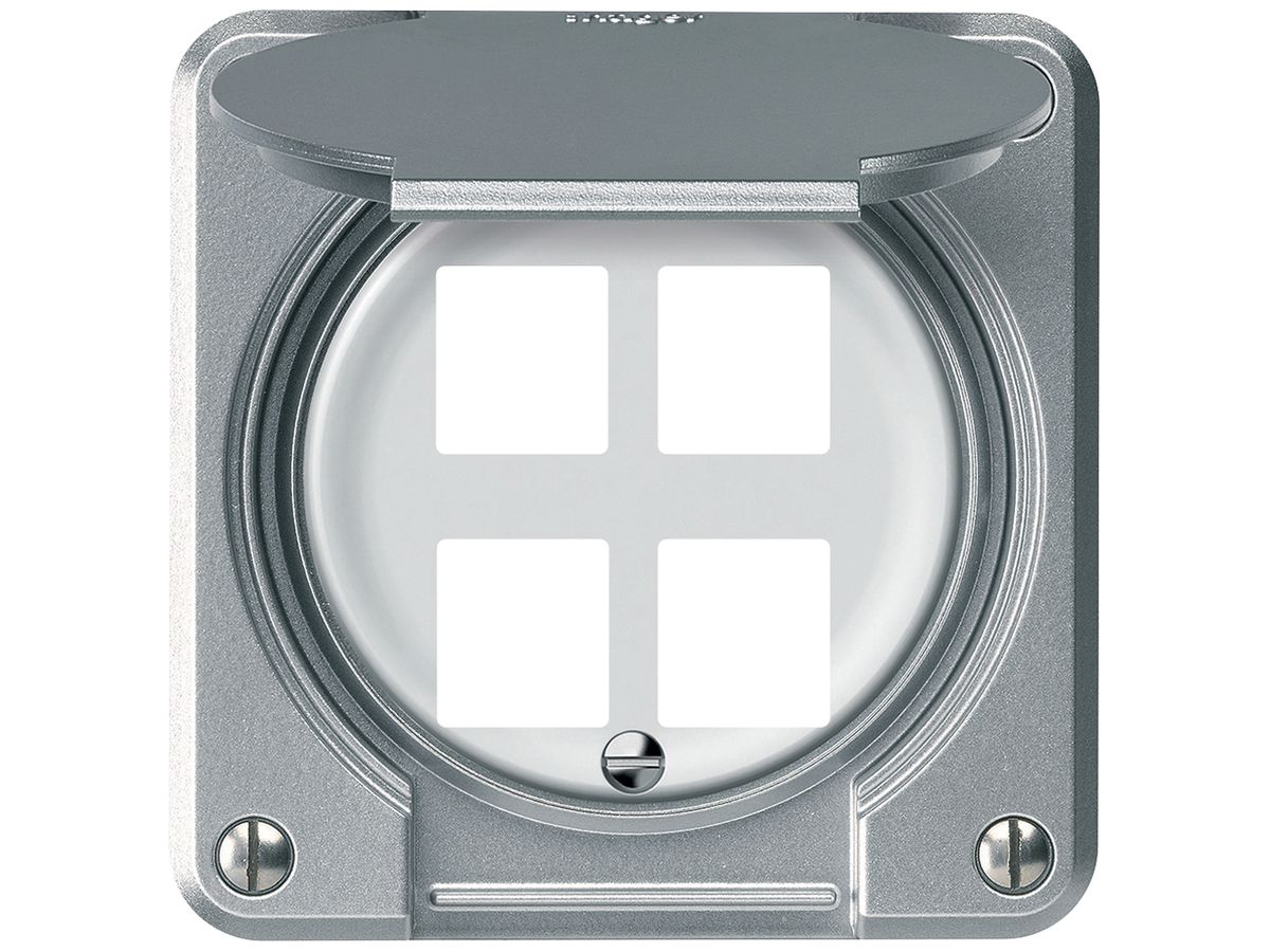 UP-Montageset robusto gerade für 4 Buchsen 86×86mm Aluminium