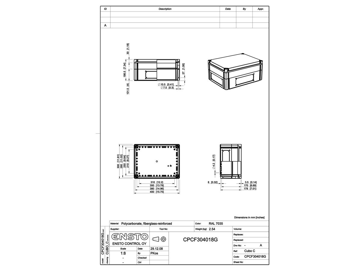 App.-Geh.RW CUBO C 300×400×180 CPCF G OHI CP 1H grau