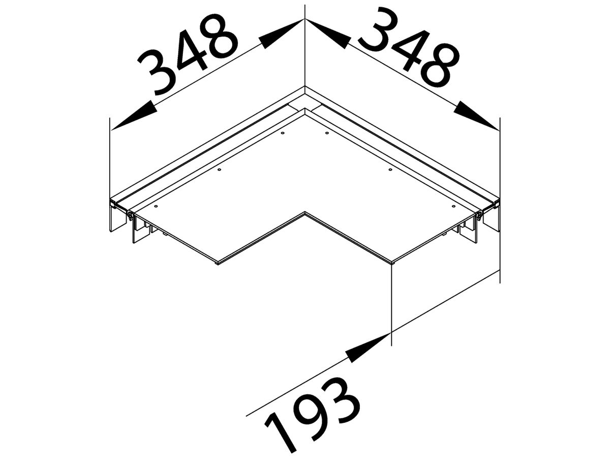 Flachwinkel tehalit BKB Oberteil Inneneck für Bodenkanal 200×348×3mm