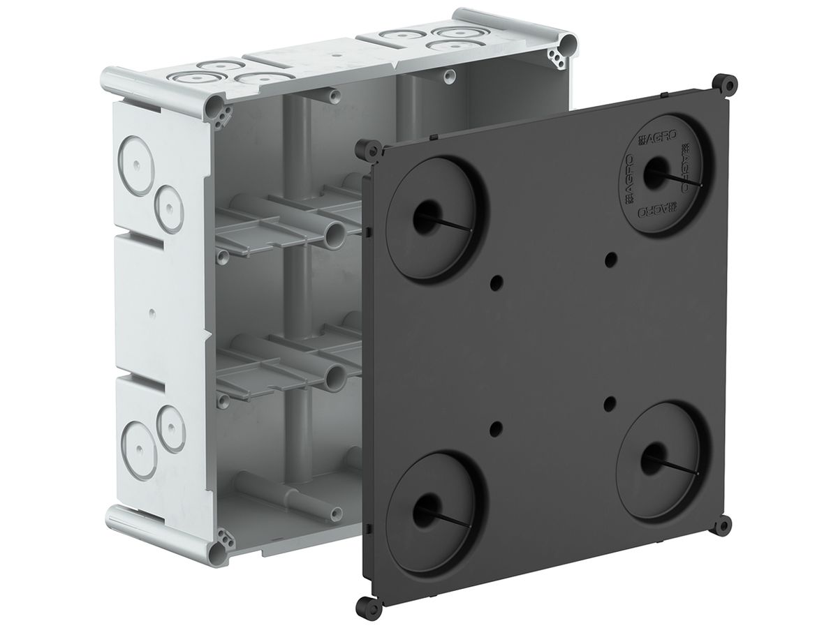 UP-Einlasskasten AGRO 3×3 650°C mit Schutzdeckel, M20/25, grau